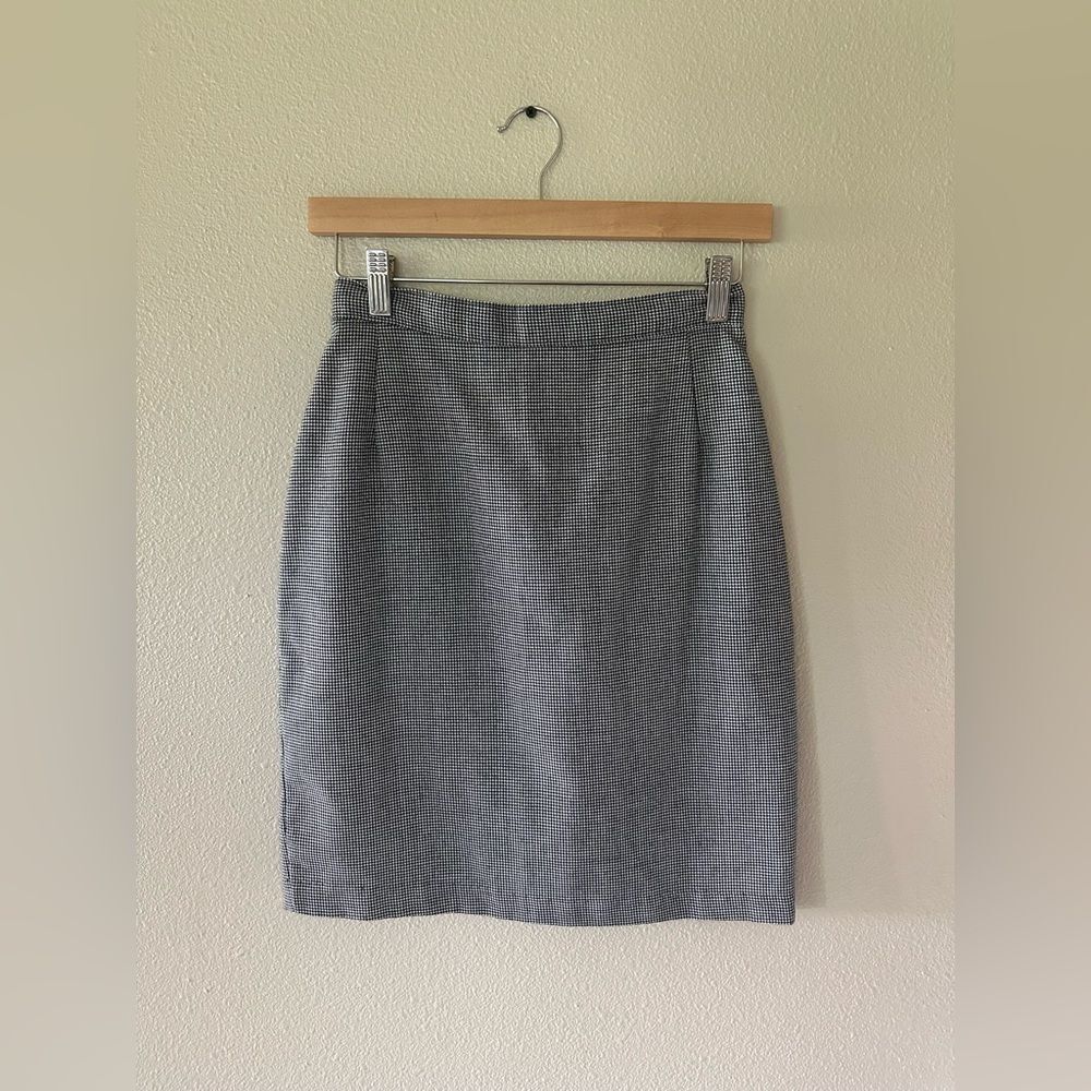 Vintage 90s LSA Classics Houndstooth Black White High Waisted Pencil Skirt